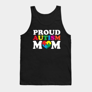 Cute Proud Autism Mom Heart Puzzle Funny Autism Awareness Day Month Autistic Mom Women Mother's Day Girls Tank Top